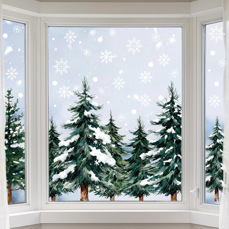 Pseutio 124 PCS Large Christmas Clings for Windows Trees Snowflake Window Clings Christmas Decorations - Image 5